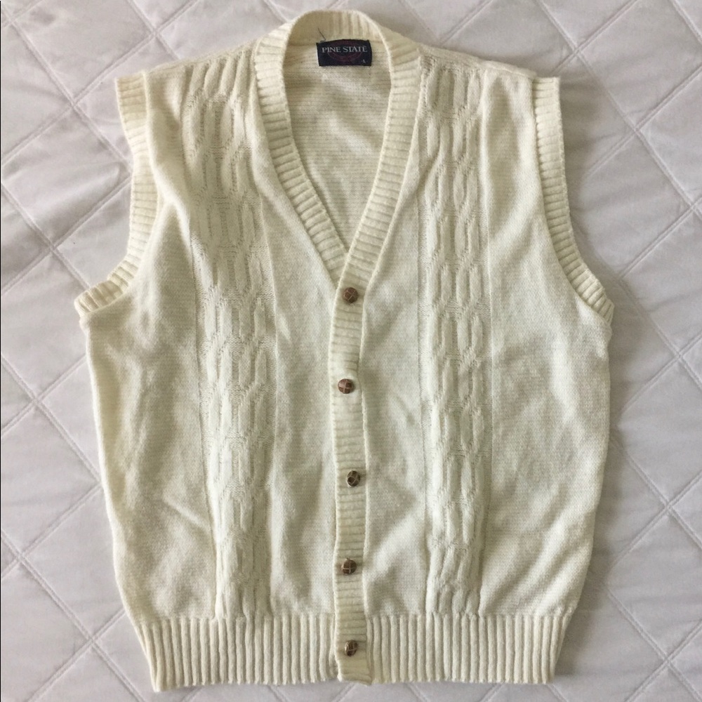 Men's Cream Buttoned Vintage Vest